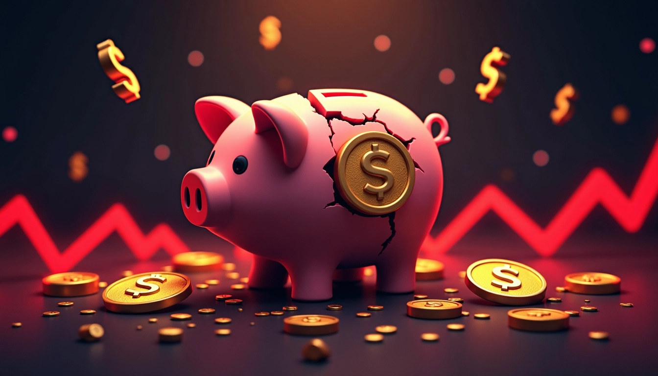 Memecoin market collapse 관련 미래형 디지털 황소 아트 일러스트