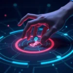 DeFi Governance Risks 관련 미래형 디지털 황소 아트 일러스트