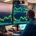 XRP trade sideways 관련 미래형 디지털 황소 아트 일러스트